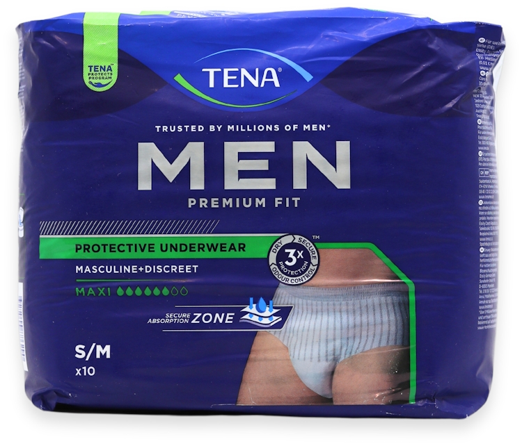 TENA Men Premium Fit Incontinence Pants Small/Medium 10 Pack