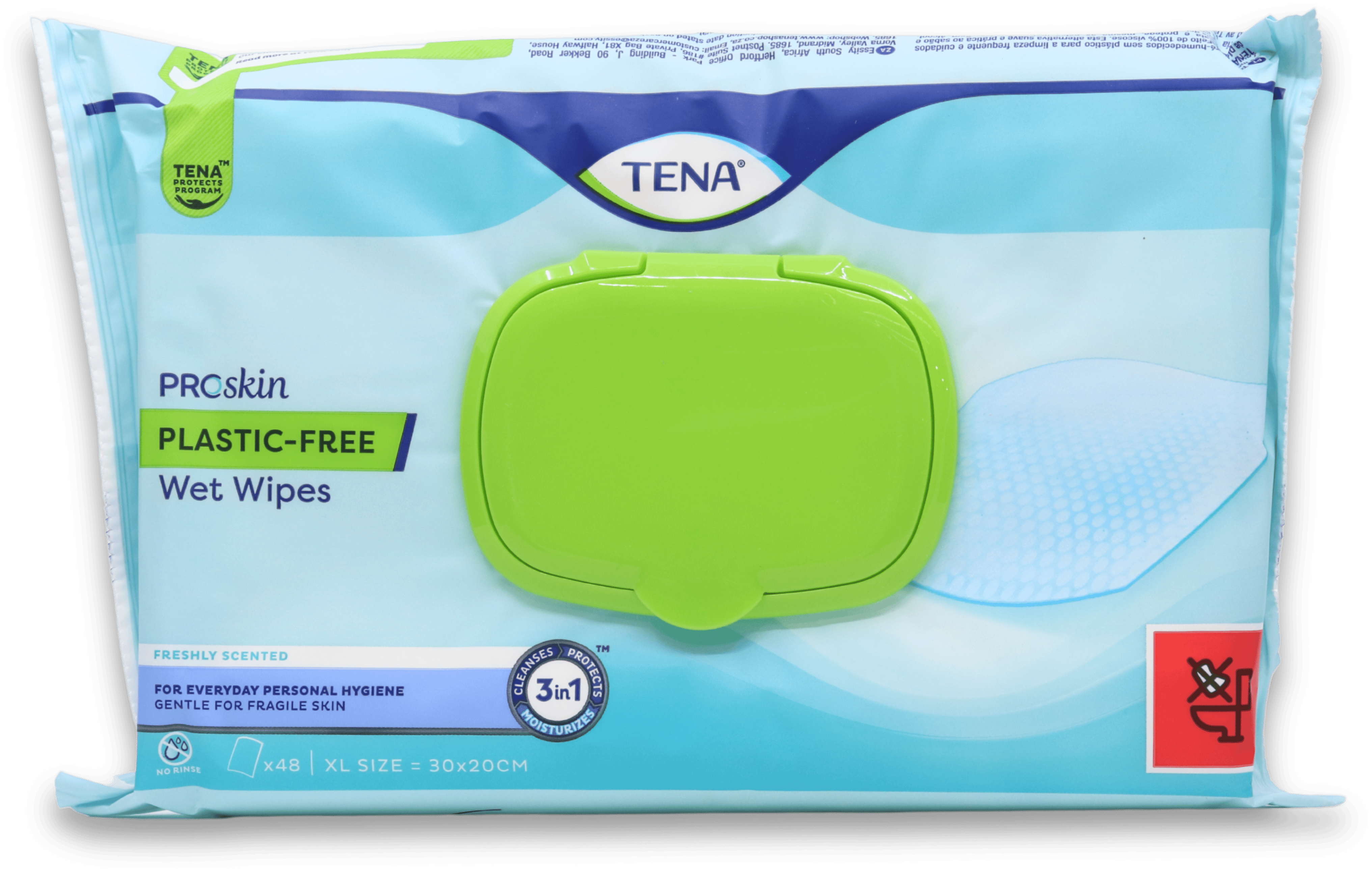 Tena ProSkin Plastic-Free Wet Wipes 48 Pack