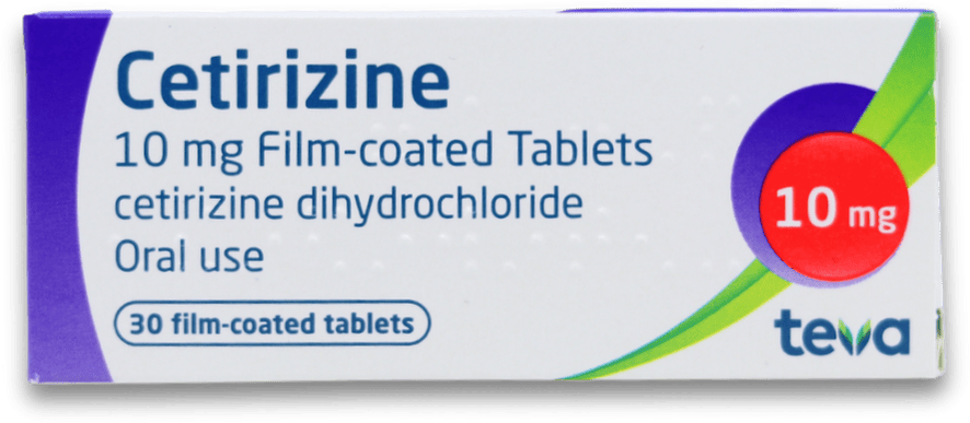 Teva Cetirizine Dihydrochloride 10mg Hay Fever Allergy Relief 30 Tablets