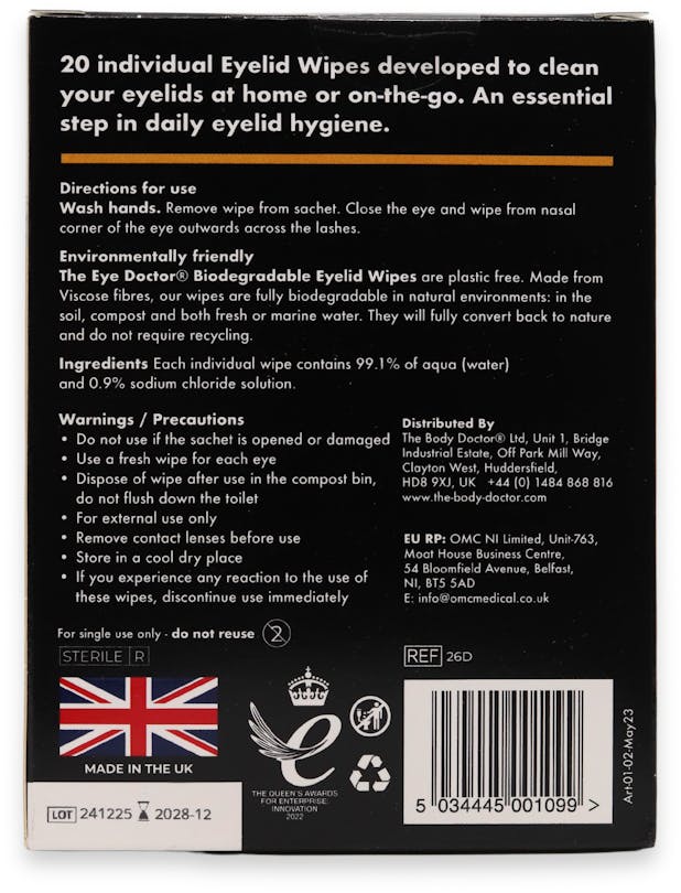 The Eye Doctor Biodegradable Lid Wipes 20 Pack - 3