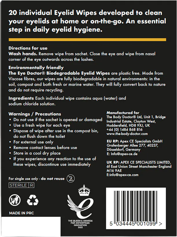 The Eye Doctor Biodegradable Lid Wipes 20 Pack - 2