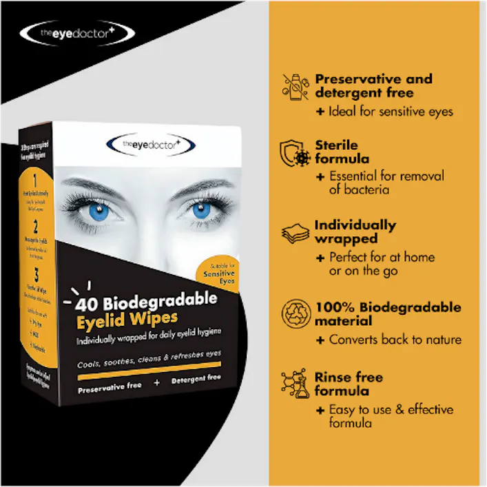 The Eye Doctor Biodegradable Lid Wipes 40 Pack - 6