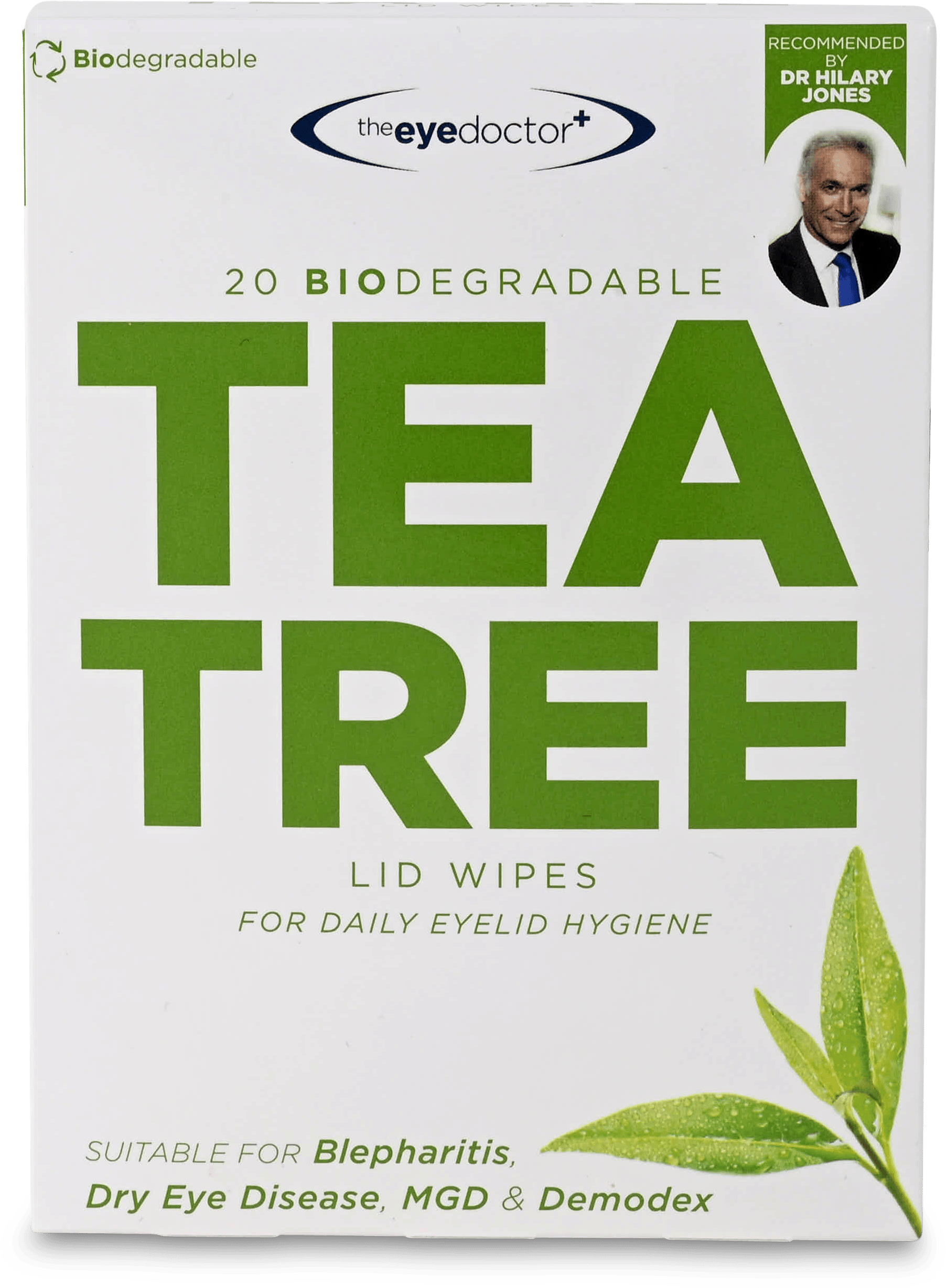 The Eye Doctor Biodegradable Tea Tree Lid Wipes 20 Pack