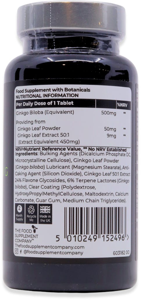 The Food Supplement Company Ginkgo Biloba 500mg 60 Tablets - 2