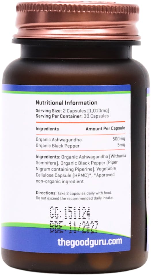 The Good Guru Organic Ashwaganda & Black Pepper 30 Capsules - 2