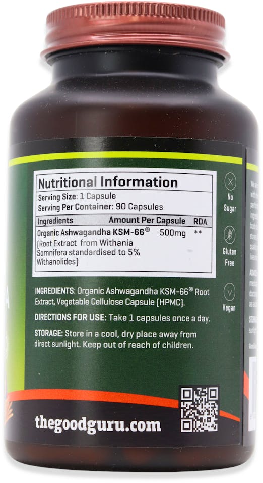 The Good Guru Organic Ashwagandha KSM-66 90 Capsules - 2