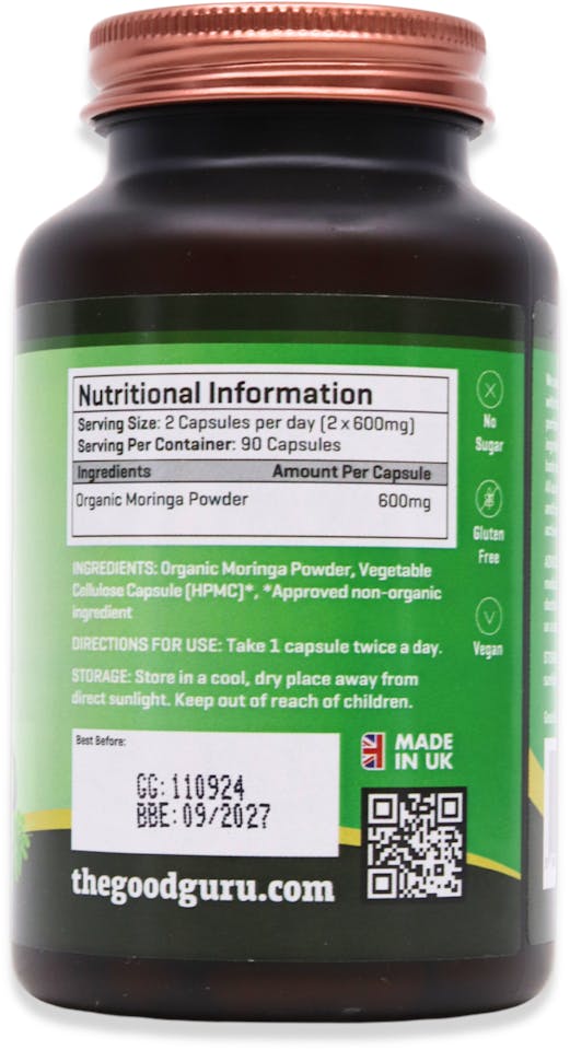 The Good Guru Organic Moringa 1200mg 90 Capsules - 2