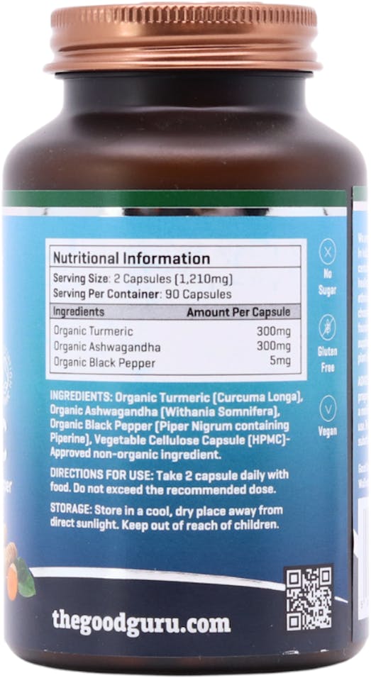 The Good Guru Organic Turmeric, Ginger & Black Pepper 90 Capsules - 2