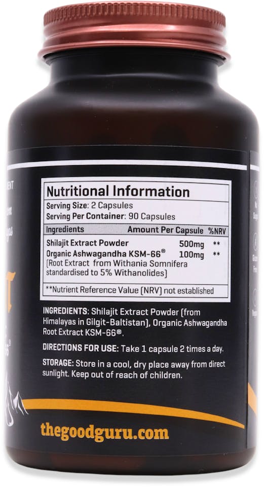 The Good Guru Shilajit Extract + Organic Ashwagandha KSM-66 90 Capsules - 2