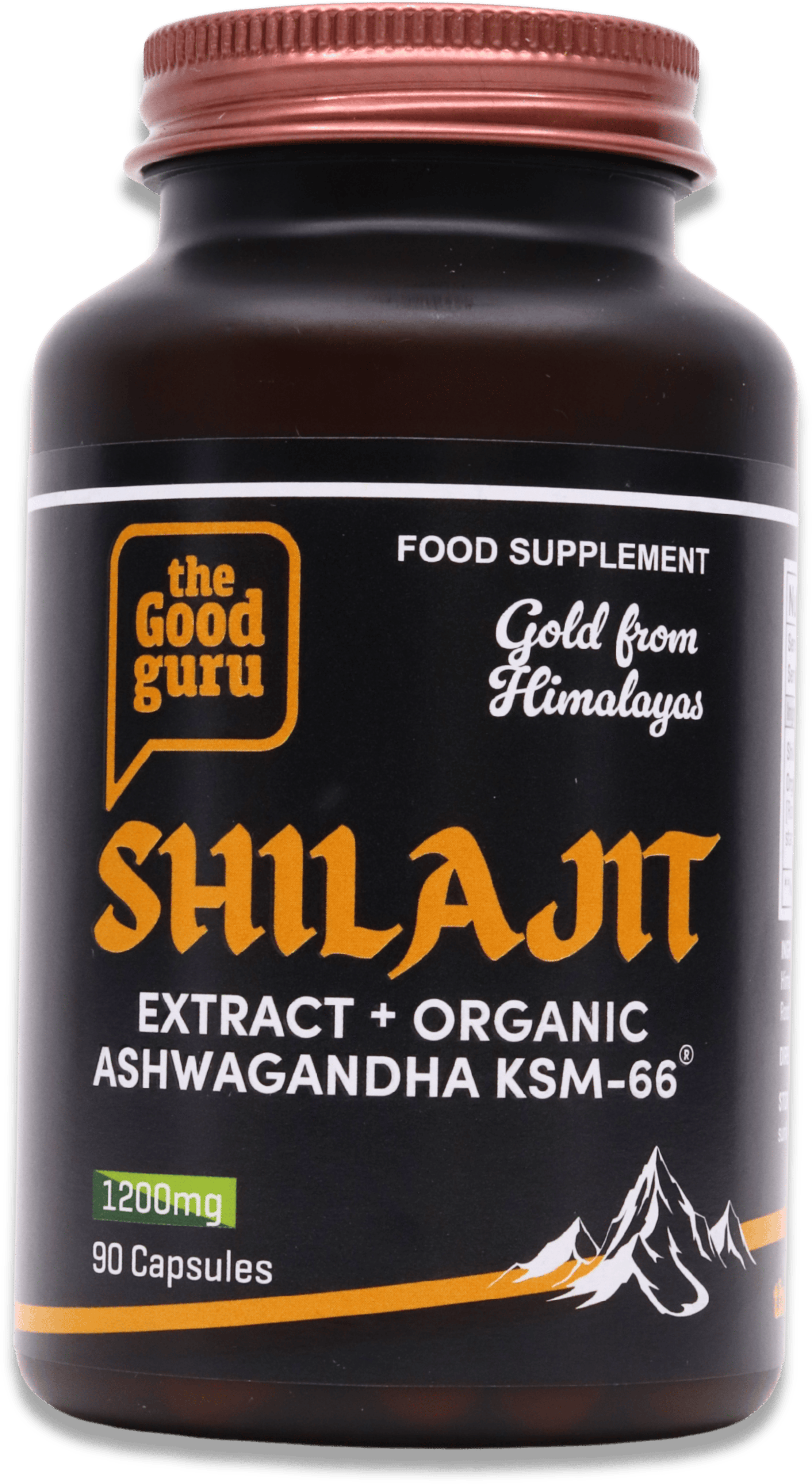 The Good Guru Gold Shilajit Extract + Organic Ashwagandha KSM-66 90 Capsules
