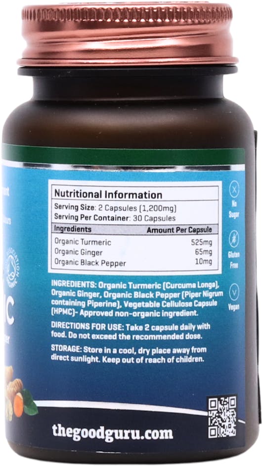 The Good Guru Organic Turmeric, Black Pepper & Ginger 30 Capsules - 3