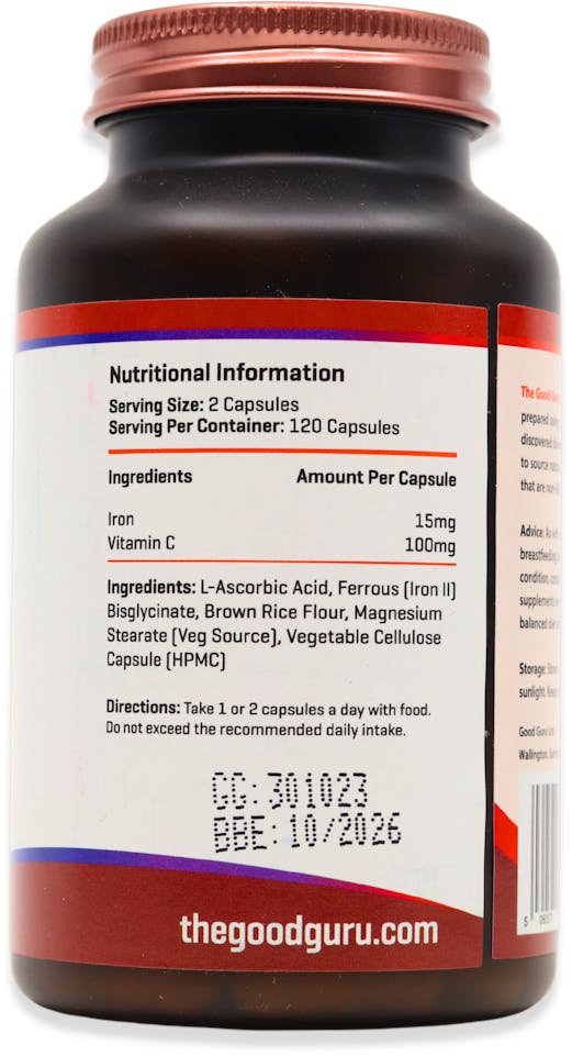 The Good Guru Vegan Iron High Strength 120 Capsules - 2
