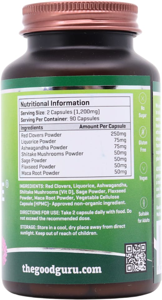 The Good Guru Vegan Menokare+Redclover 90 Capsules - 2