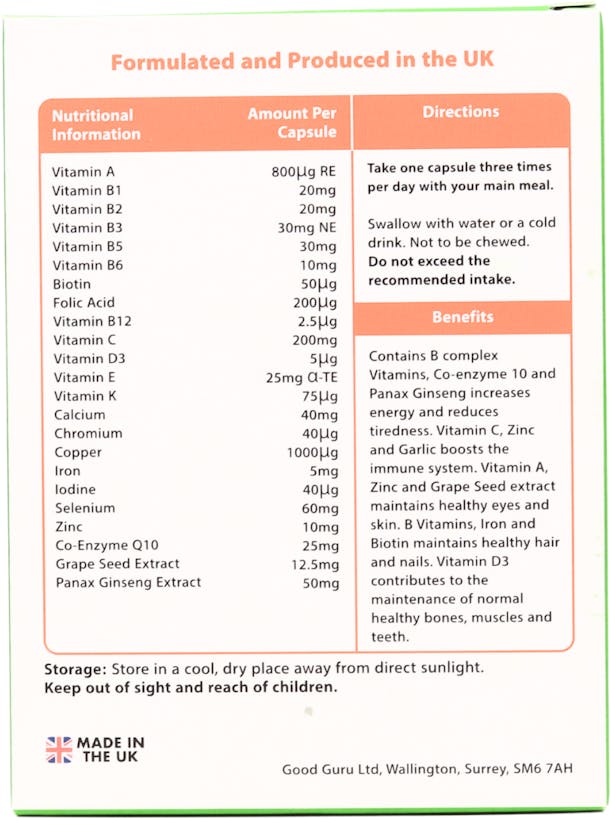 The Good Guru Vegan MultiVitamin  60 Capsules - 2