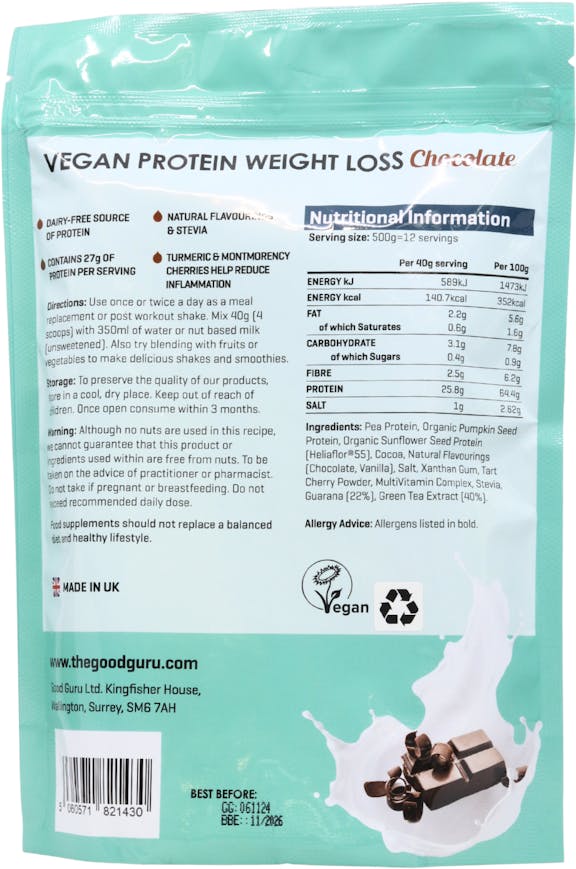 The Good Guru Vegan Weight Loss Protein Chocolate 500g - 2