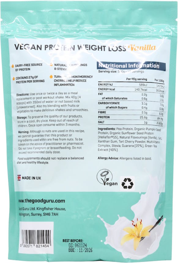 The Good Guru Vegan Weight Loss Protein Vanilla 500g - 2