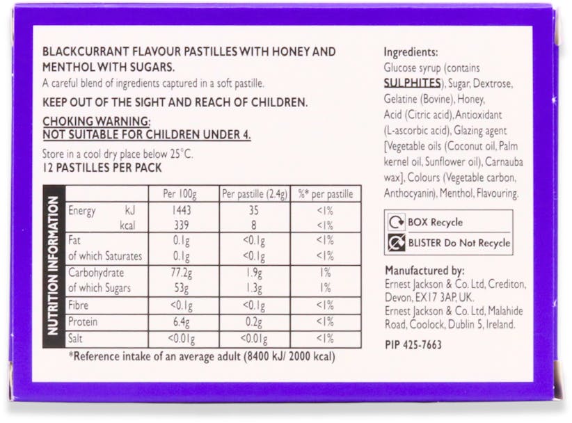 Throaties Blackcurrant Pastilles 12 Pack - 2