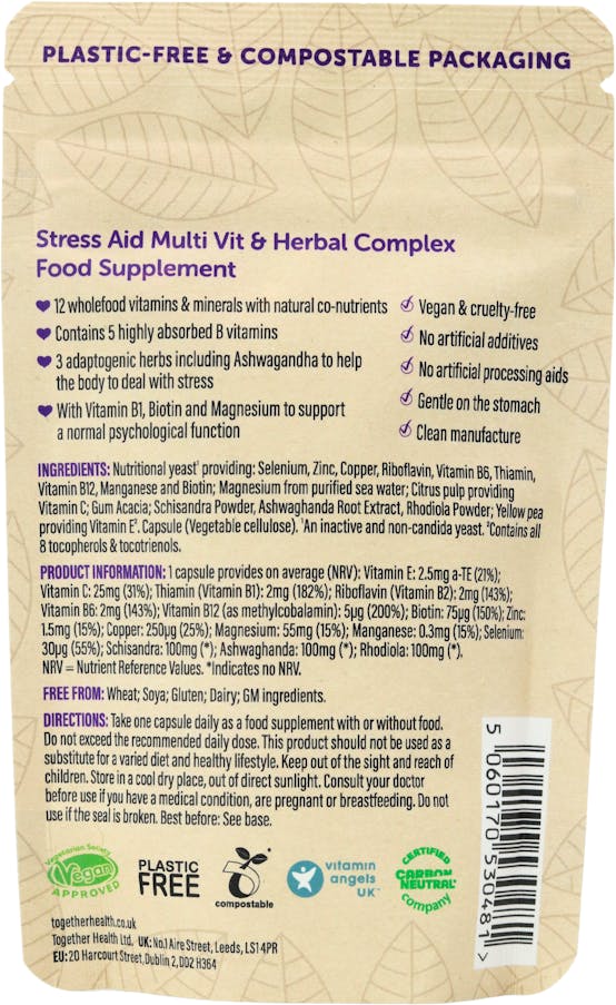 Together Health Stress Aid Wholefood Vitamin 30 Capsules - 2
