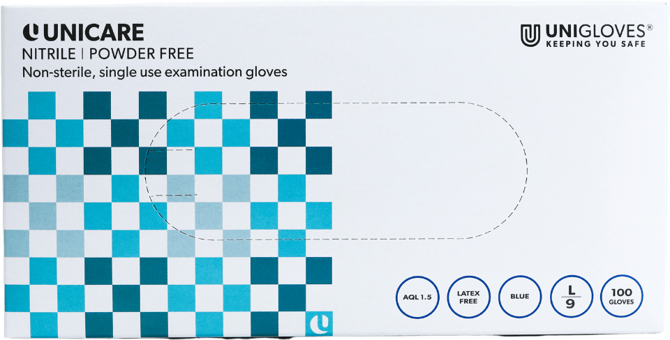 Unicare Nitrile Powder Free Examination Gloves large 100 Pack