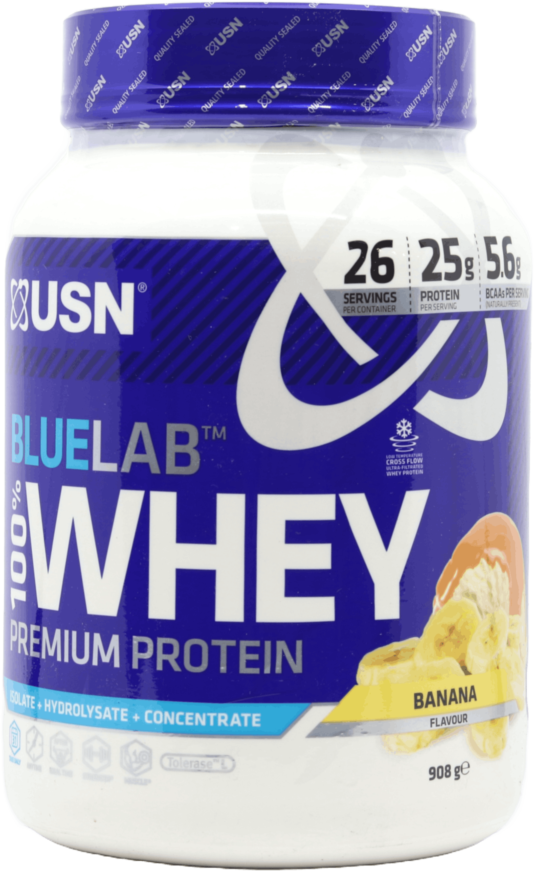 USN BlueLab 100% Whey Premium Protein Banana Flavour 908g