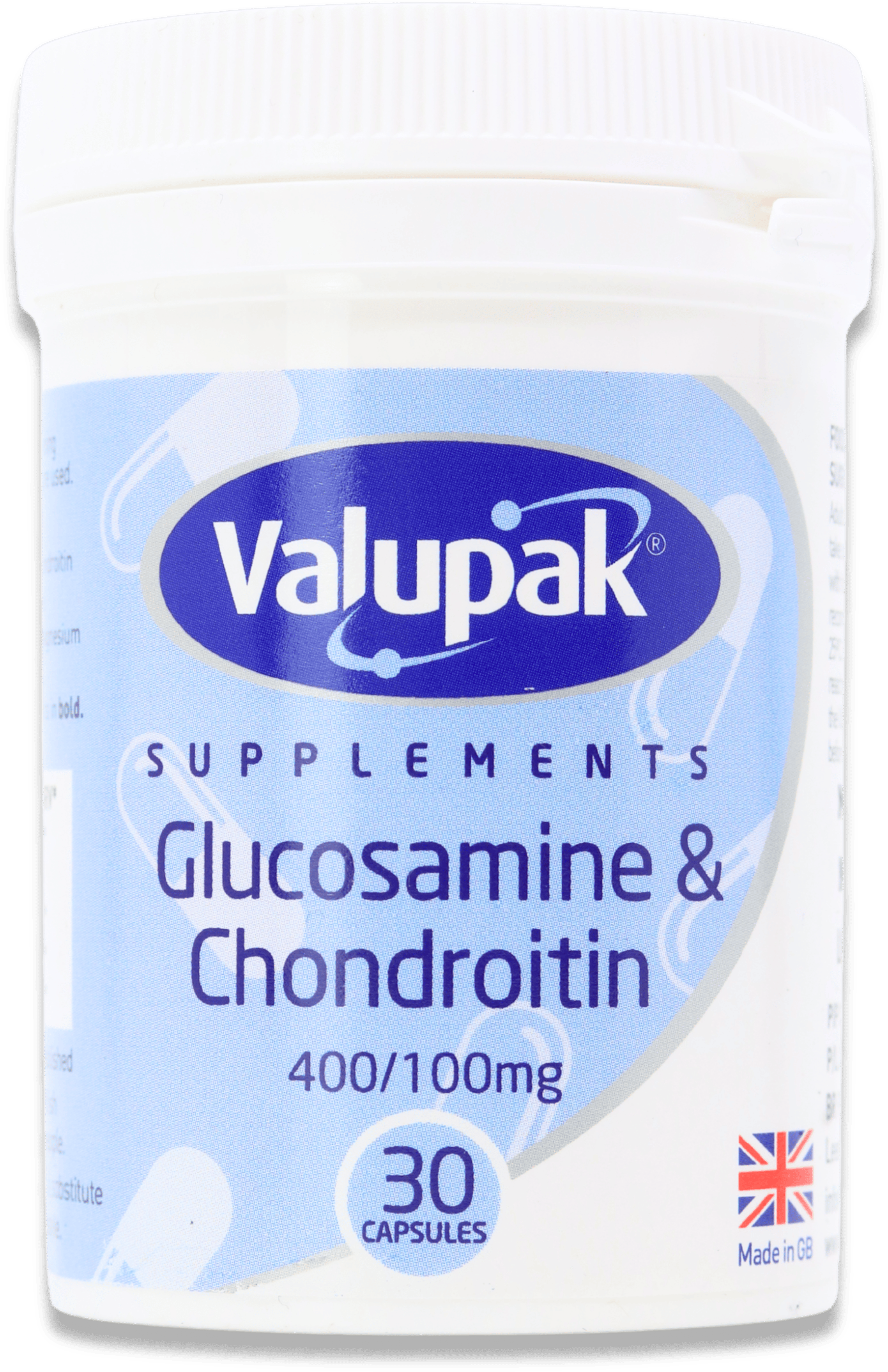 Valupak Glucosamine & Chondroitin 400/100mg 30 Capsules