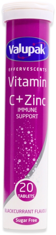 Valupak Effervescent Vitamin C and Zinc Immune Support 20 Tablets