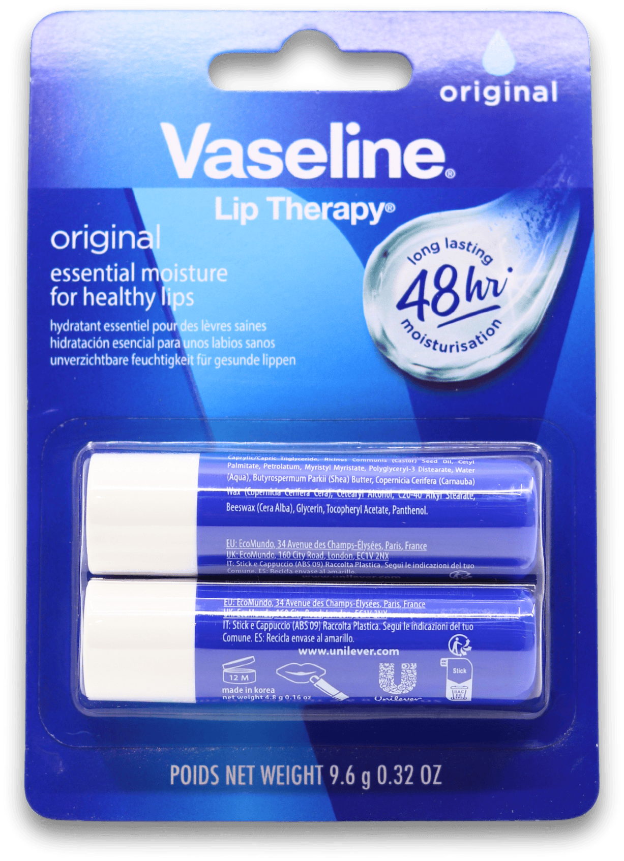 Vaseline Original Lip Care 2 x 4.8g