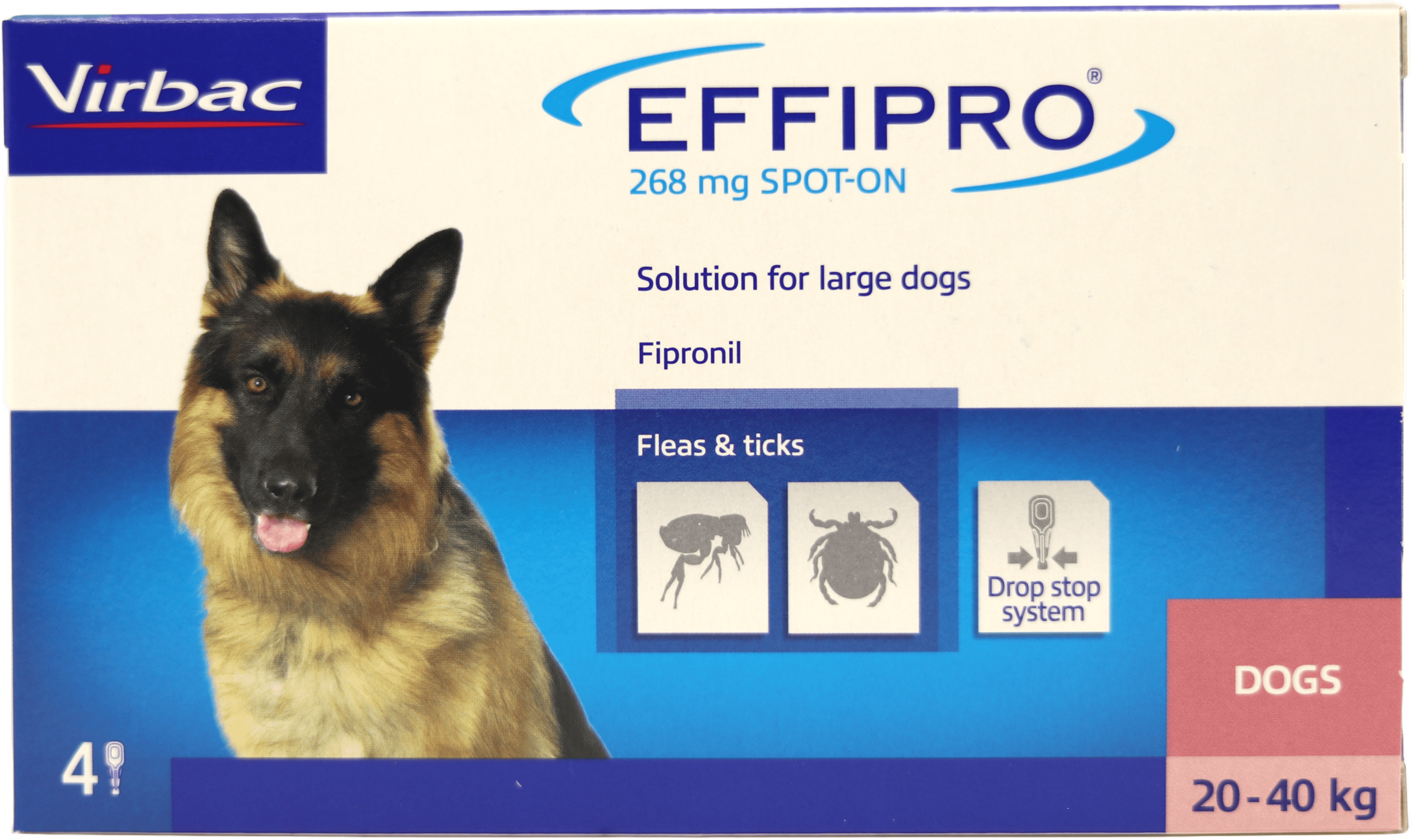 Virbac Effipro 268mg Spot-On for Dogs 20-40kg 4 Pack
