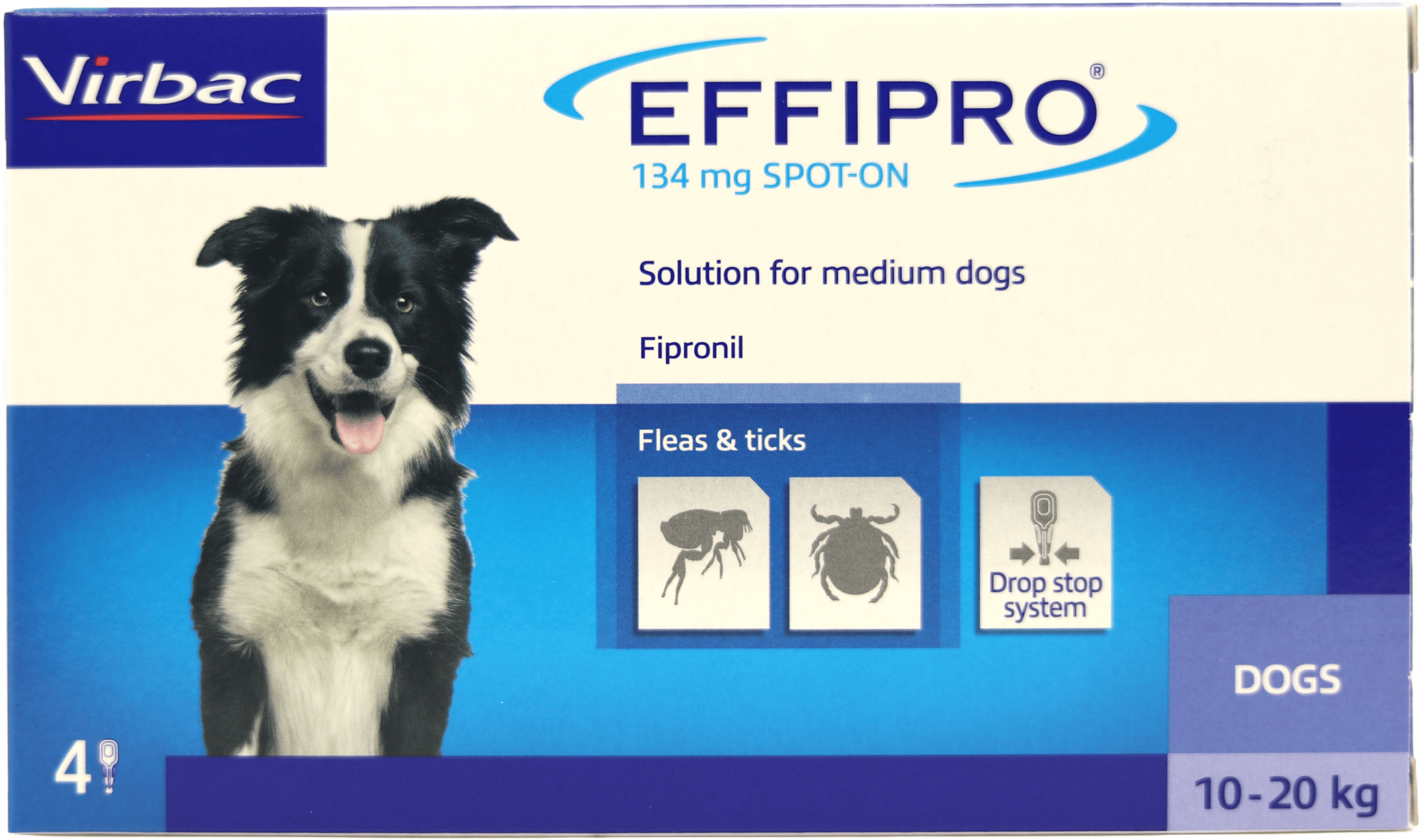 Virbac Effipro 134mg Spot-On for Dogs 10-20kg 4 Pack