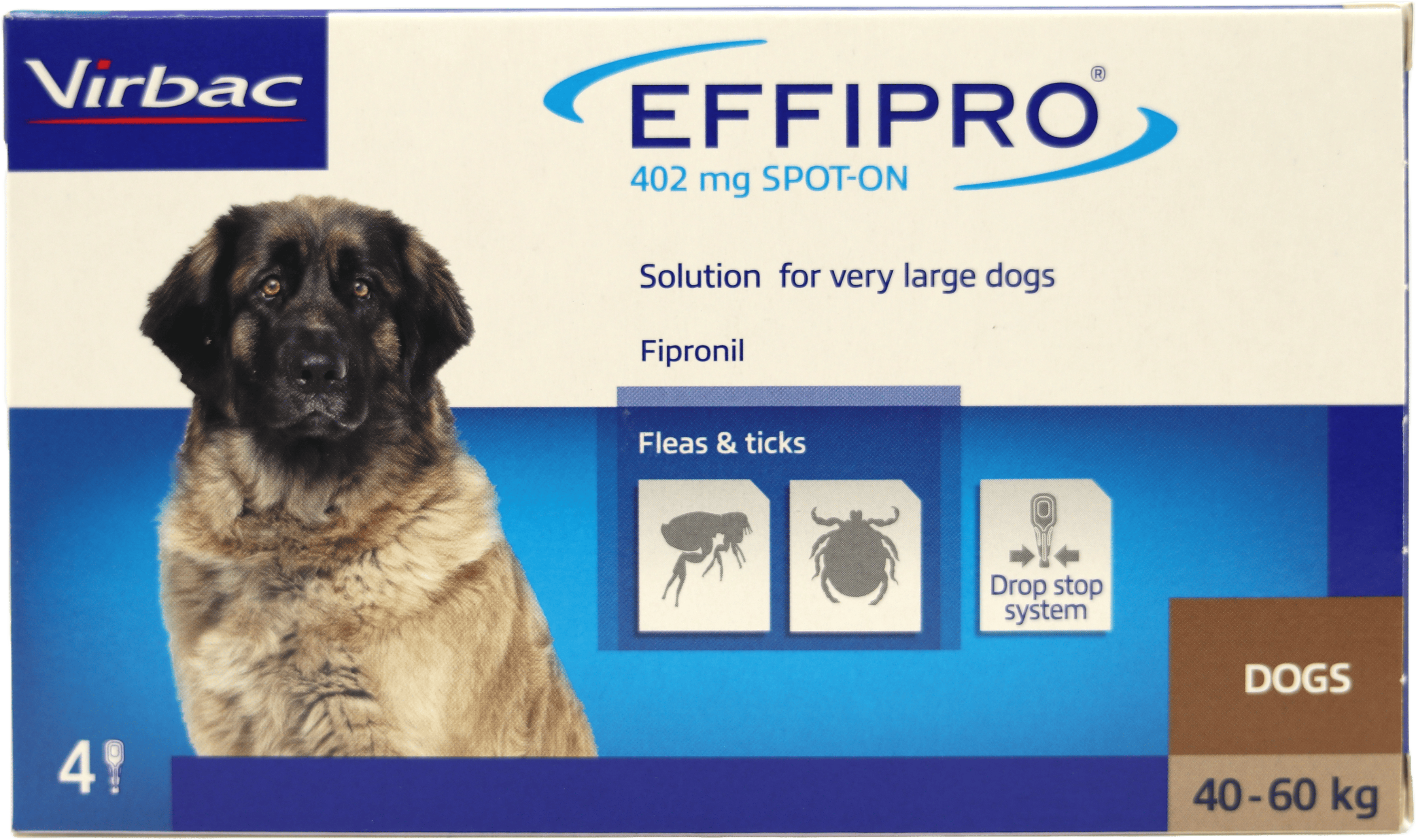 Virbac Effipro 402mg Spot-On for Dogs 40-60kg 4 Pack