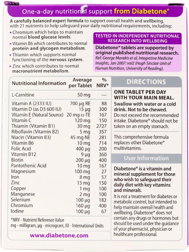 Vitabiotics Diabetone Original 30 Tablets - 2
