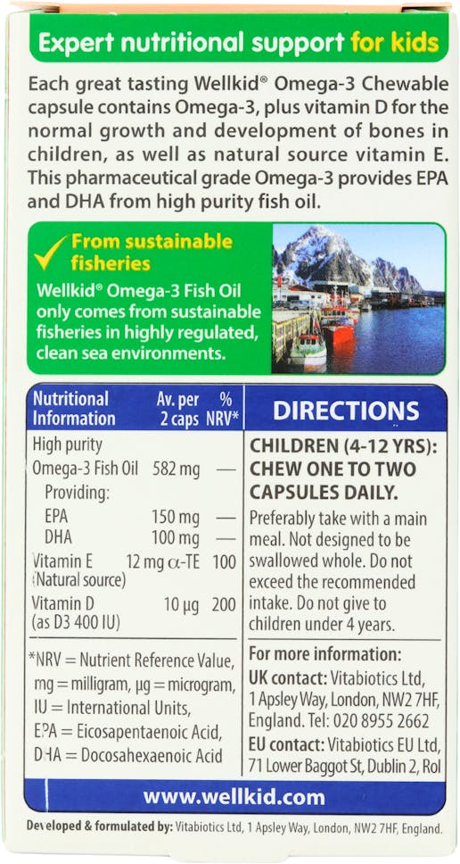 Vitabiotics WellKid Omega-3 60 Chewable Capsules - 2