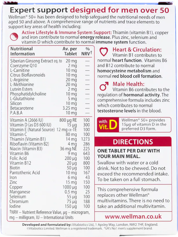 Vitabiotics Wellman 50+ 30 Tablets - 2