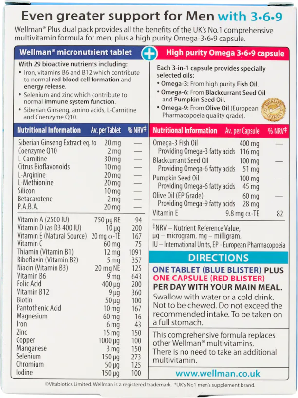 Vitabiotics Wellman Plus 56 Tablets - 2