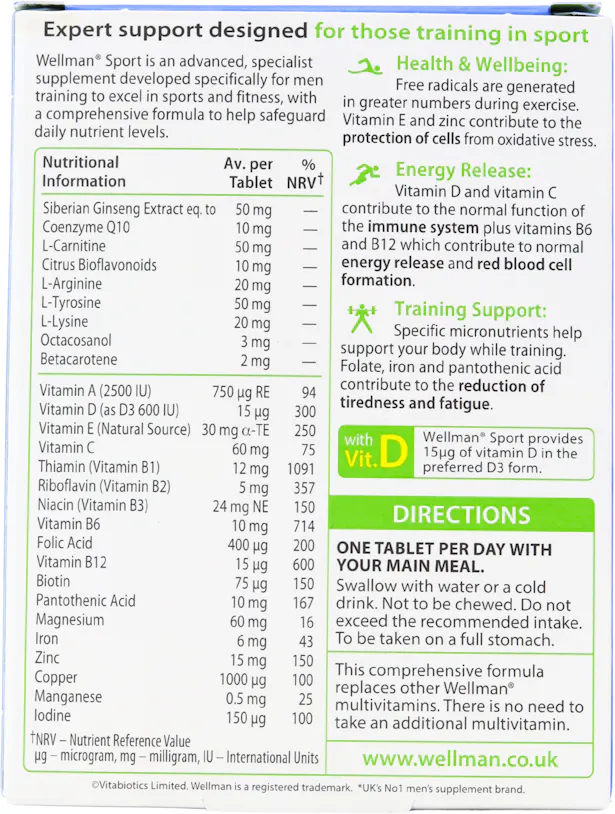 Vitabiotics Wellman Sport 30 Tablets - 2