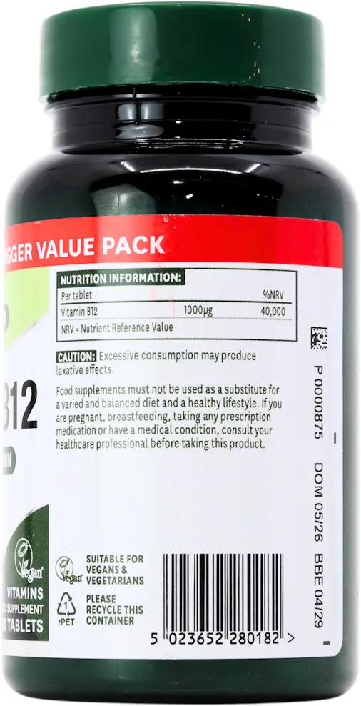 Natures Aid Vitamin B12 1000ug 180 Tablets - 2