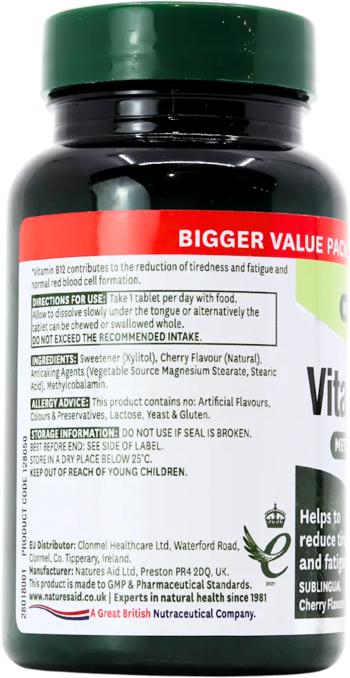 Natures Aid Vitamin B12 1000ug 180 Tablets - 3