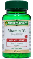 Nature's Bounty Vitamin D3 25µg (1000IU) 100 Tablets