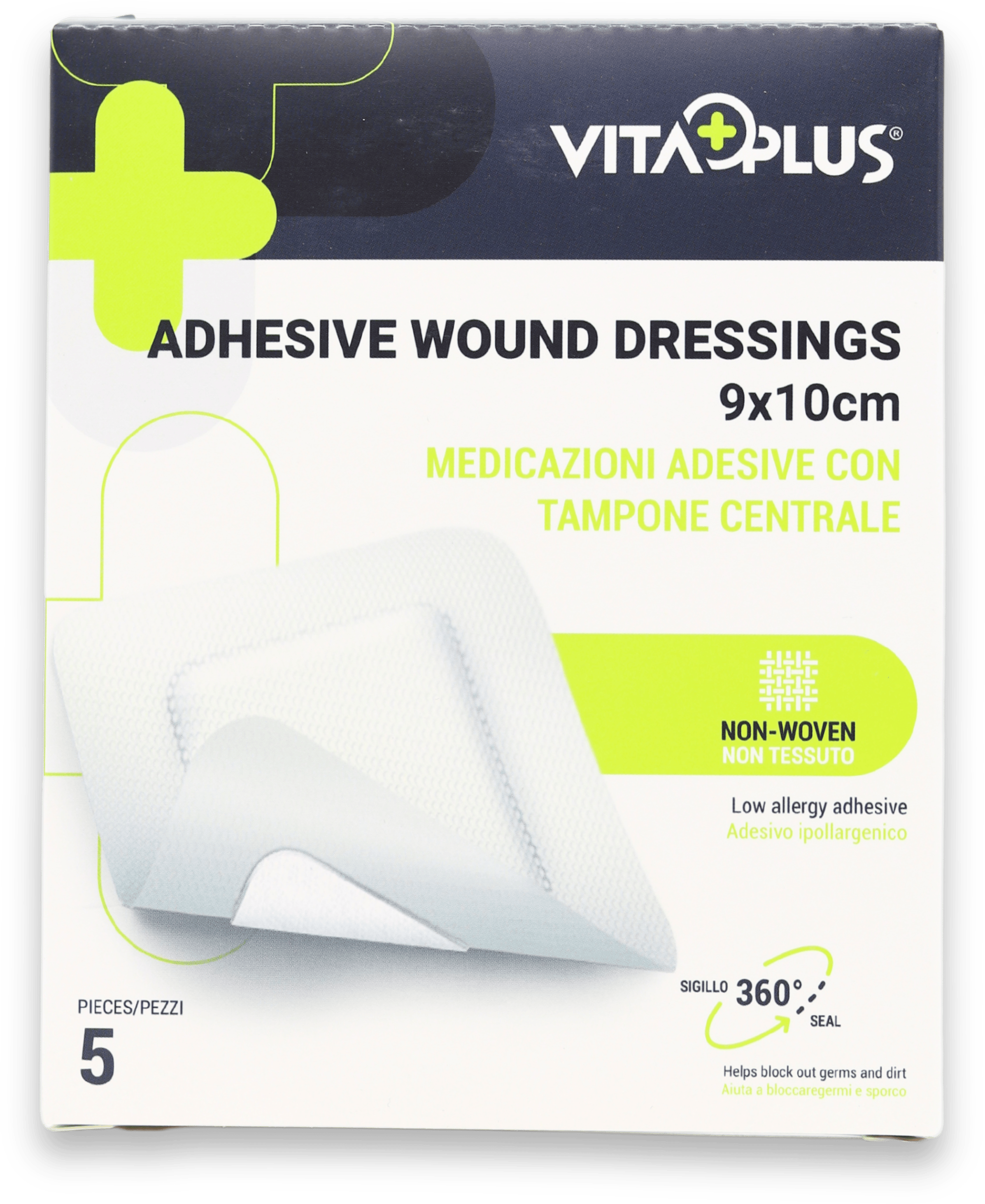 Vitaplus Adhesive Wound Dressing 9x10cm 5 Pack