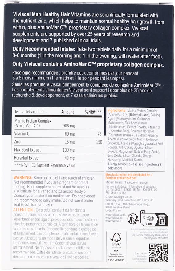 Viviscal Man Vitamins for Healthy Hair 180 Tablets - 2