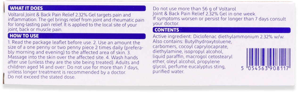 Voltarol Joint & Back Pain Relief 2.32% Gel 50g - 3