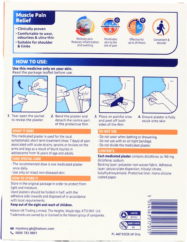 Voltarol Muscle Pain Relief 140mg Medicated Plaster - 2