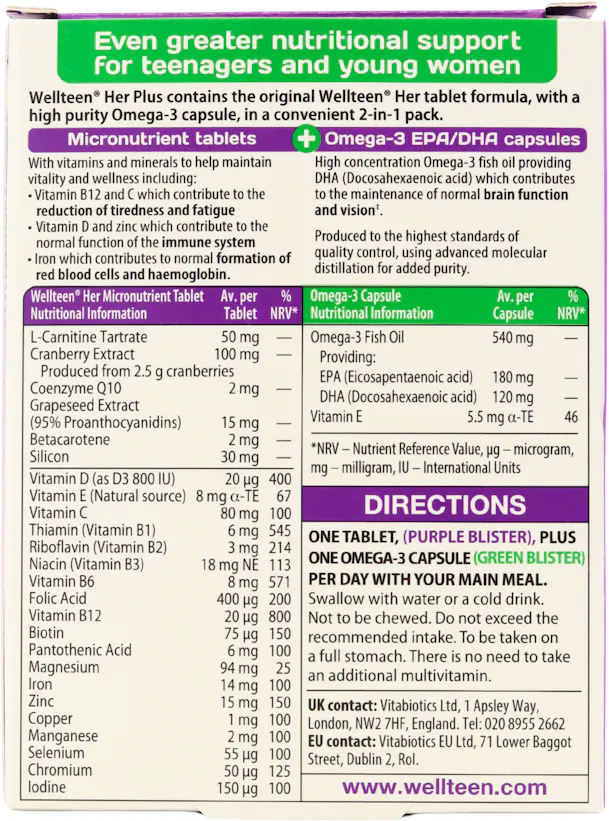 Wellteen Her Plus 56 Tablets/Capsules - 2