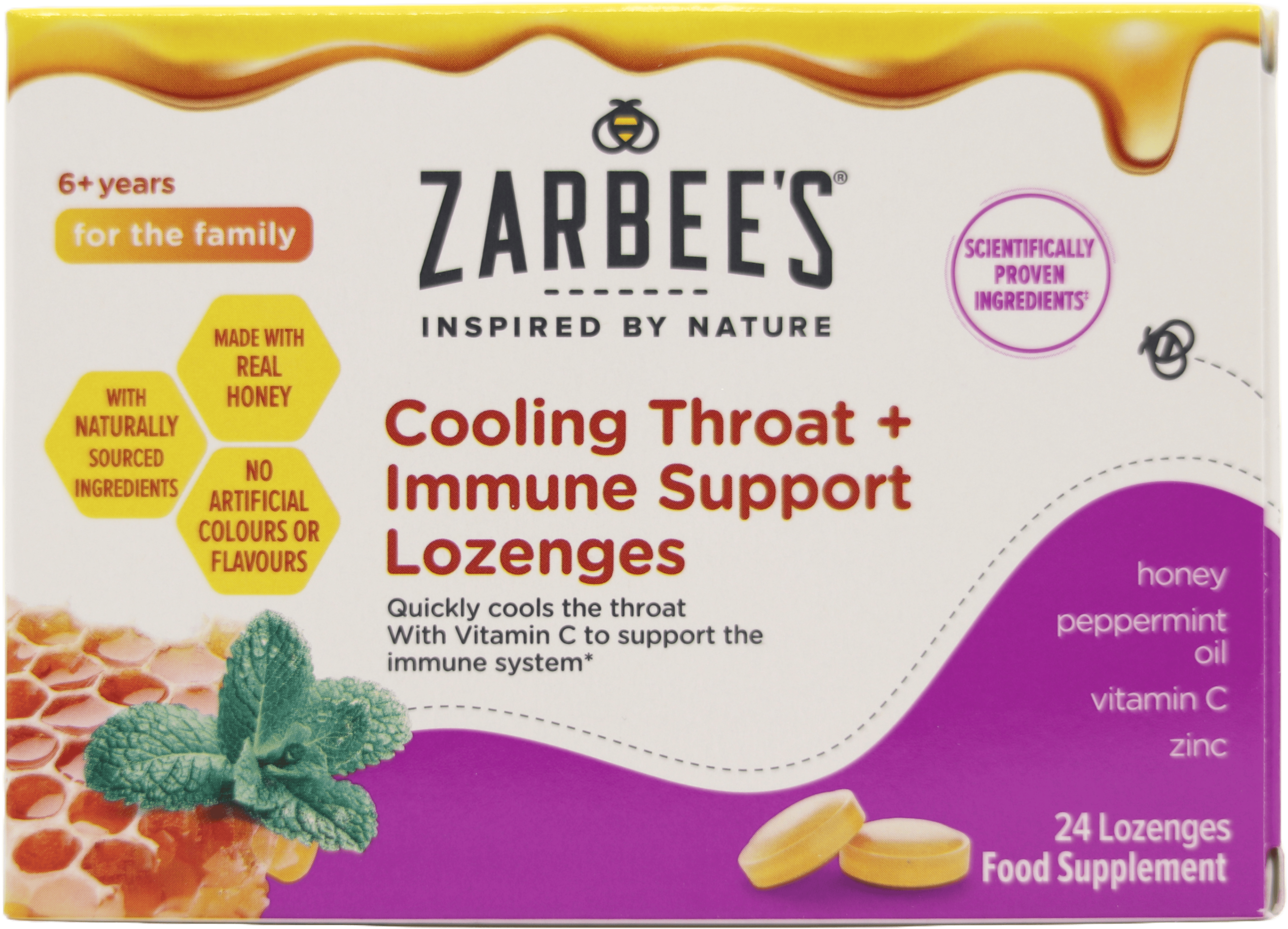 Zarbee's Cooling Throat + Immune Support 24  Lozenges