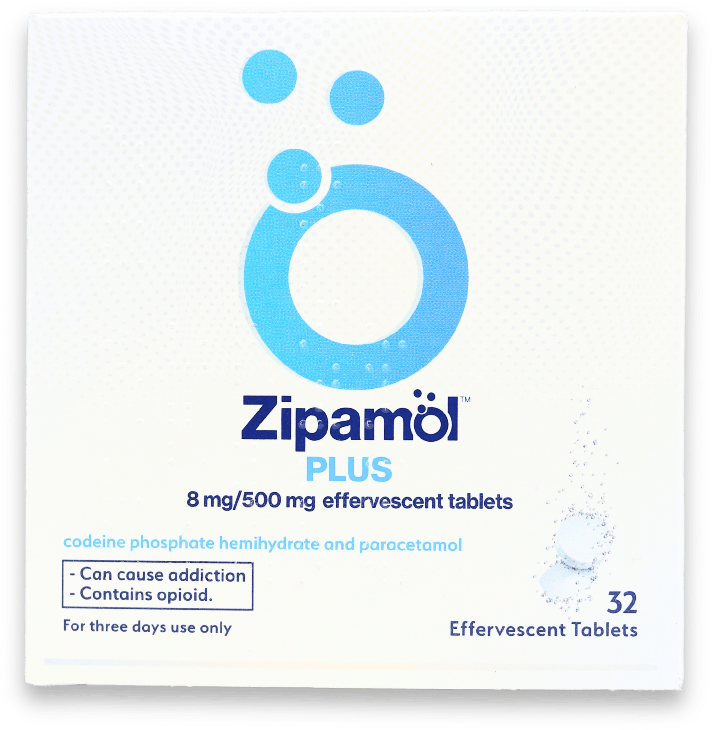 Zipamol Plus 8mg/500mg 32 Effervescent Tablets