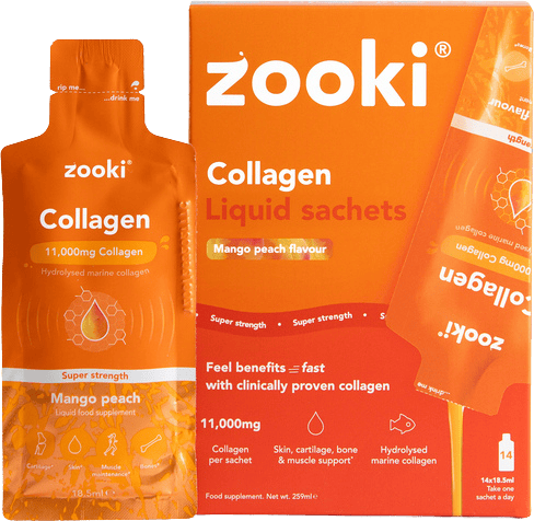Zooki Super Strength Collagen Mango Peach Liquid Sachets 14 x 18.5ml